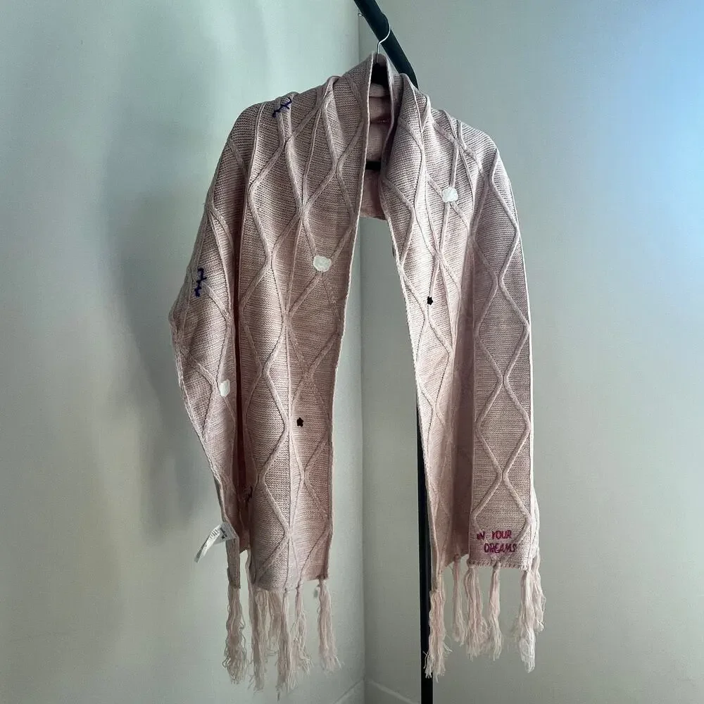 NWOT Urban Outfitters Bella Embroidered In Your Dreams Scarf Pale Pink UO